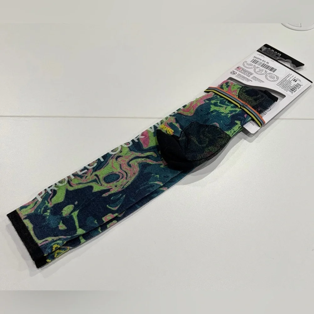 SmartWool Mens XL Zero Cushion Pow Print Ski Socks Blue Black NWT Over the Calf